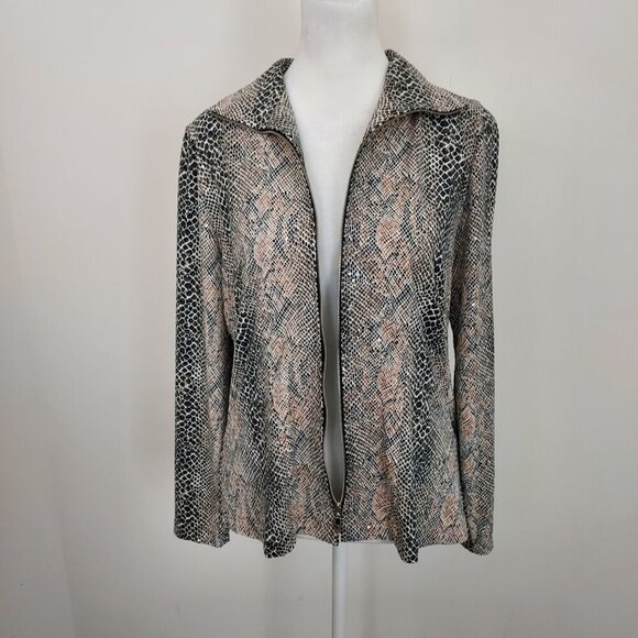 Exclusively Misook Full Zip Snakeskin Print Sequins Jacket Size XS - Picture 4 of 8